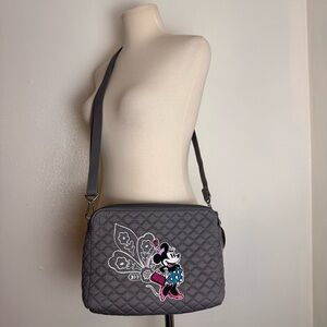 Vera Bradley Disney Minnie Mouse Figaro Lining Cross Body Bag Gray